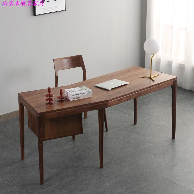 Nordic solid wood black walnut corner desk simple white oak computer desk cherry wood desk