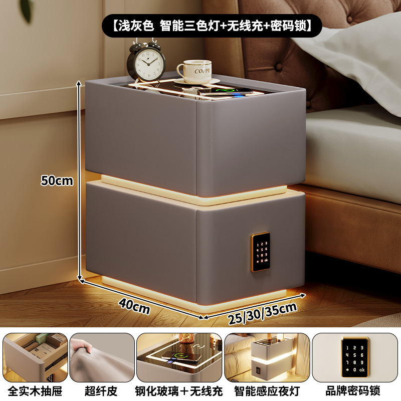 Mesita de noche inteligente simple y moderna pequeña súper estrecha 2024 nueva carga inalámbrica 30 cm dormitorio lado de la cama gabinete estrecho