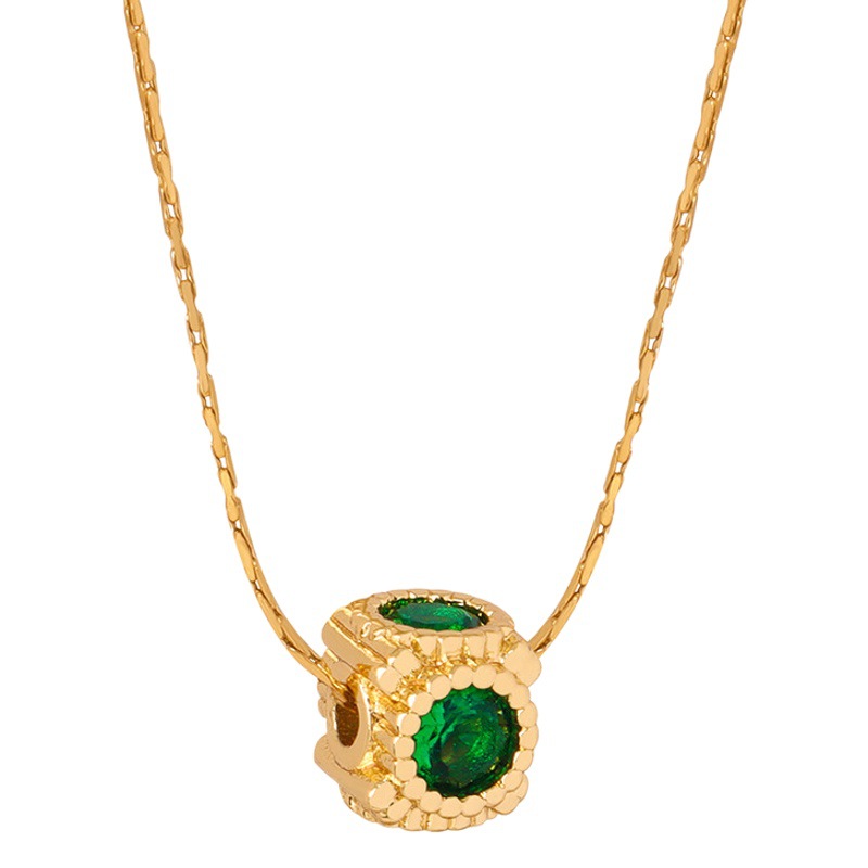 Nuevo chino Maillard verde ZIRCON cuadrado cobre colgante collar nicho personalidad temperamento todo partido dulce niña joyería al por mayor