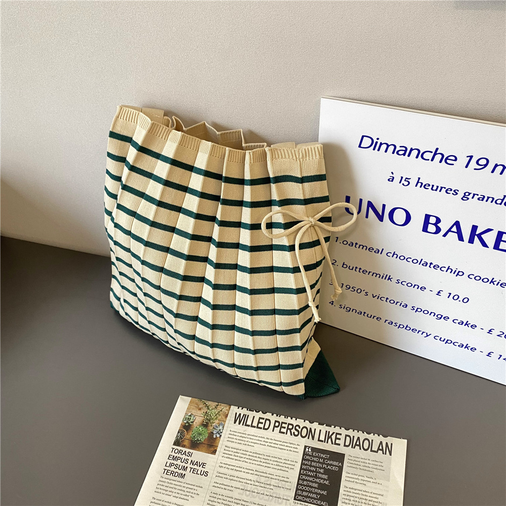 Ruched Bag Bags Type Women's Fashion Stripe Polyester Shopping Bags