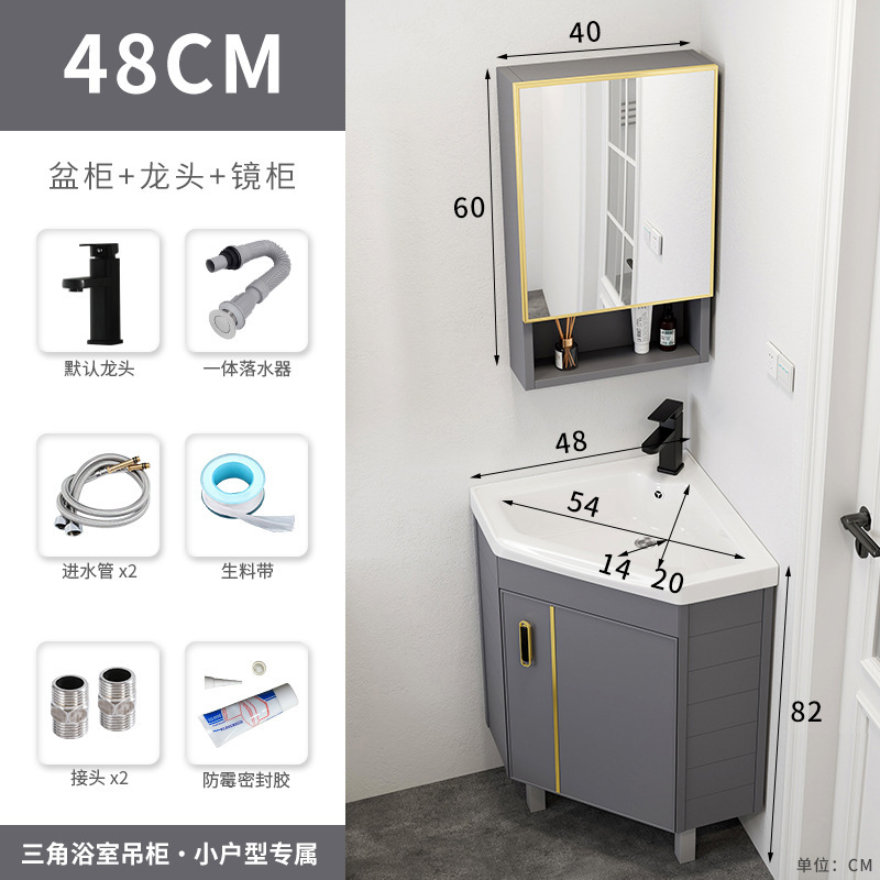 Piso lavabo gabinete combinación pequeño apartamento baño triángulo mesa de lavado esquina lavabo piscina