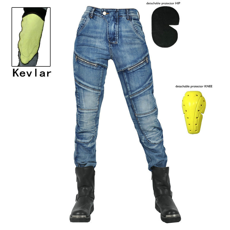 VOLERO motocicleta lavada jeans mujer vintage motocicleta casual pantalones de montar Kevlar resistente a la rotura resistente a la caída