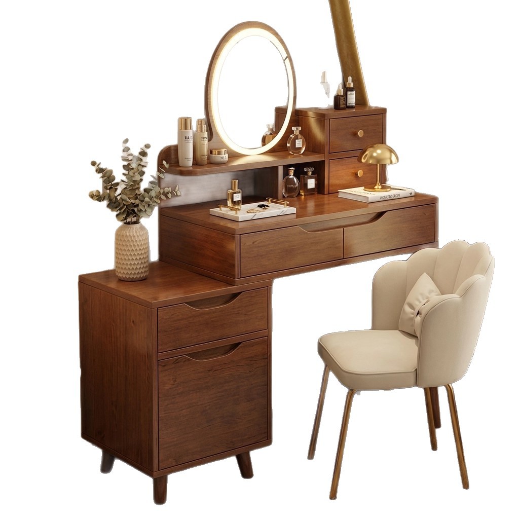 Nuevo estilo chino梳妆台 dormitorio mesa de maquillaje 2025 nuevo梳妆台 integrado espejo de maquillaje mesa de esquina gabinete de almacenamiento
