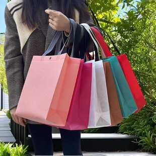 Hidden buckle non-woven handbag custom men's and women's clothing store high-end sense bag logo gift exhibition three-dimensional bag