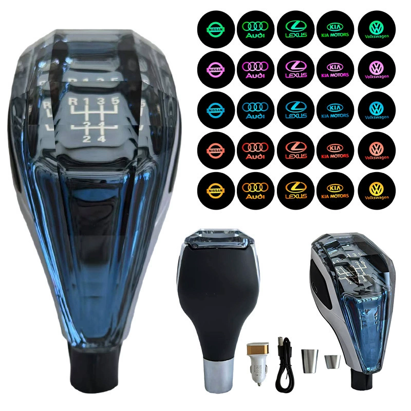 Аксессуары для трансграничной модификации автомобиля, светодиодная хрустальная ручка переключения передач, подходит для Toyota Mazda, светящаяся головка переключения передач, гандбол