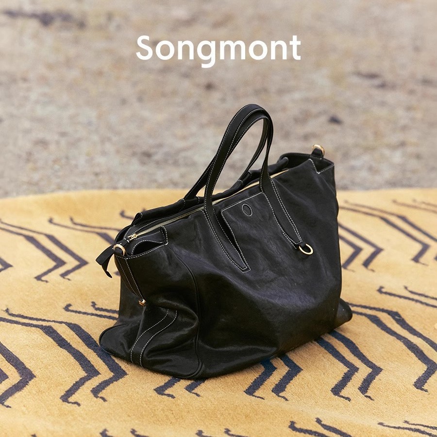 Songmong Yamashita Tracking Series Sightseeing Travel Bag Vegetable Tanned Cowhide Tote Bag Minimalist Large Capacity Laptop Bag - Thumbnail 3