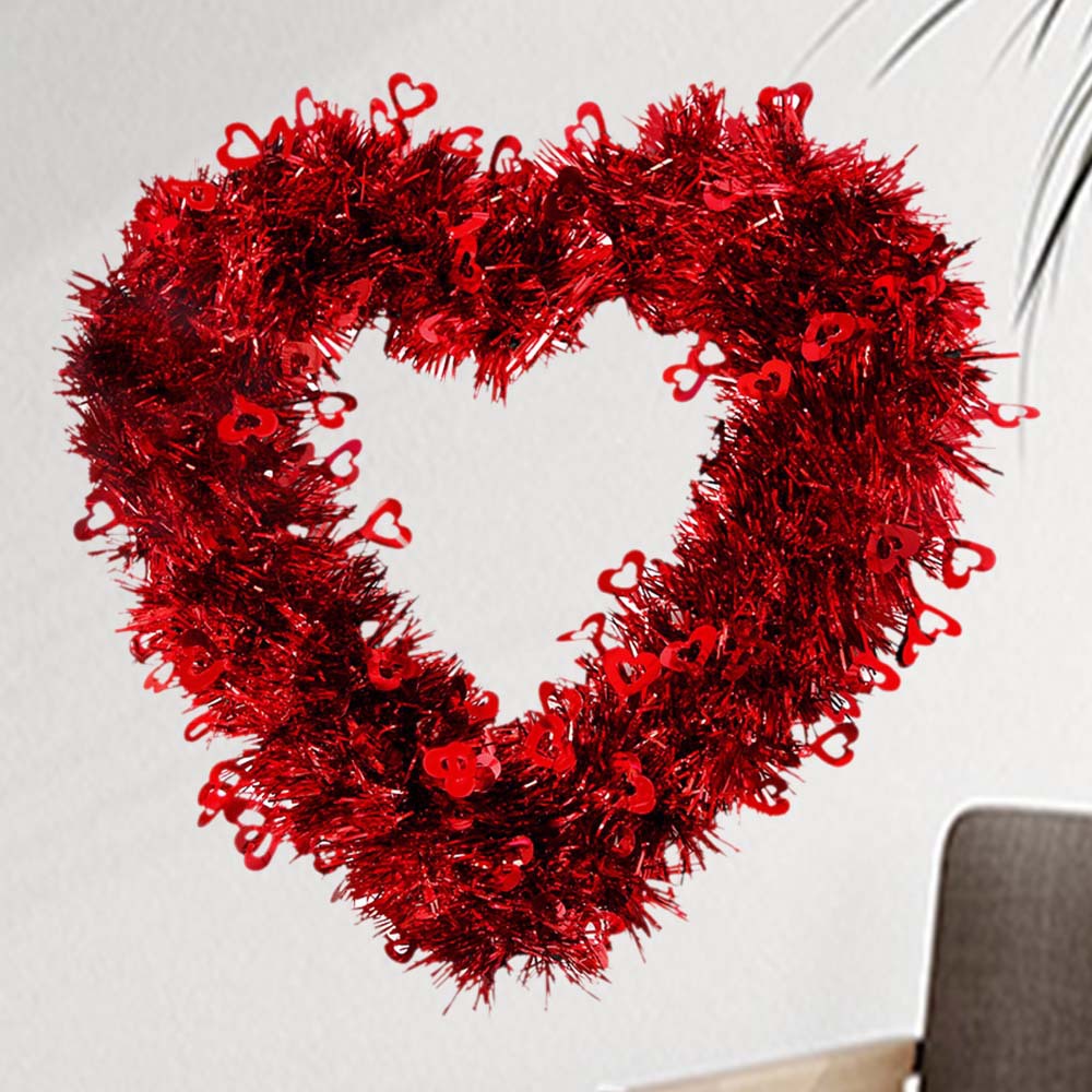 Cross-Border New Valentine's Day Wreath Party Decorations Peach Heart Hanging Ornaments Love Wall Hanging Holiday Decoration Door Hanging