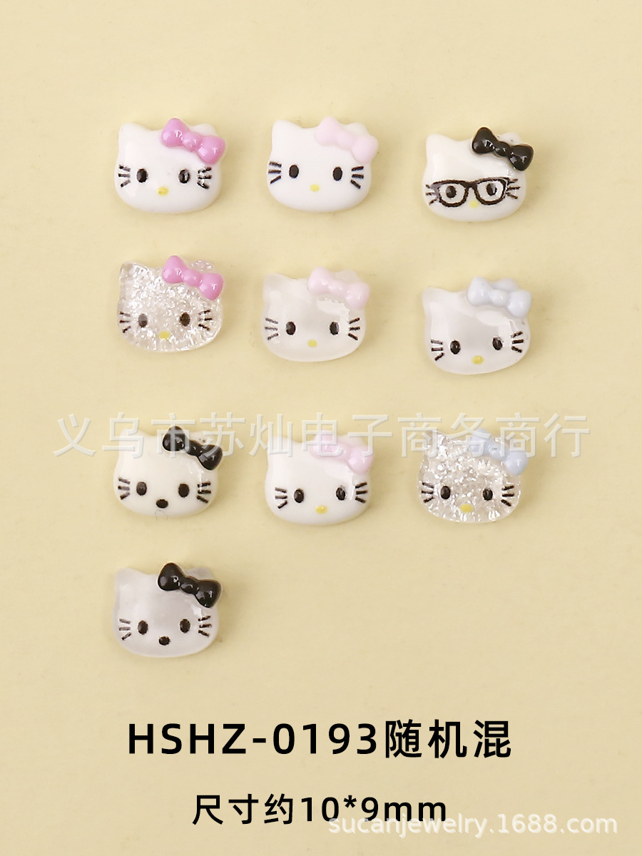 Nuevo hielo transparente resina tridimensional accesorios de dibujos animados uñas DIY crema pegamento caja del teléfono decoración gatito al por mayor KT gato