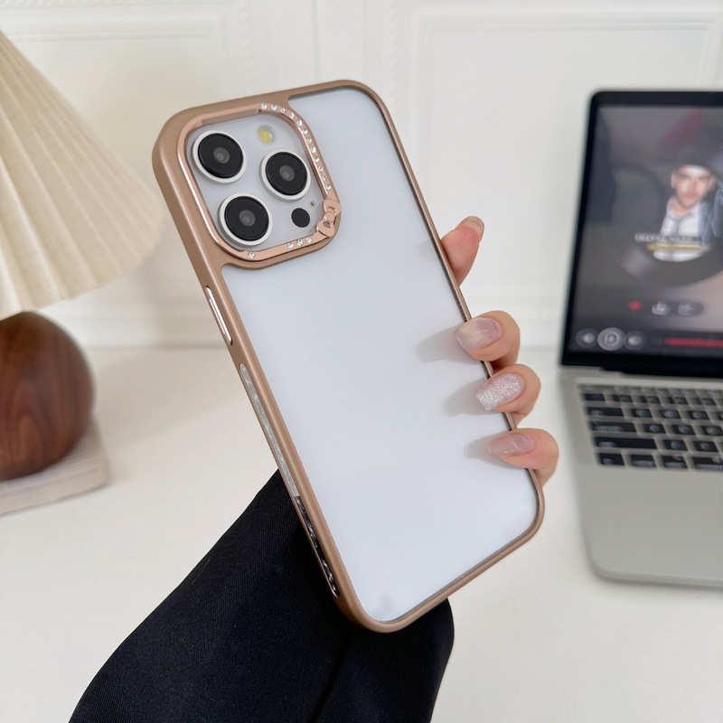 适用iPhone17promax肤感细圈透明手机壳苹果16蝴蝶结镶钻镜头保护|undefined