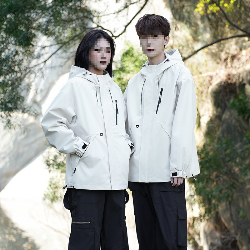 春秋季新款情侣男女同款冲锋衣外套户外防水防风登山服连帽夹克男|undefined