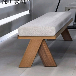 Household Bench Nordic Bedroom Solid Wood Bedside Bench Can Sit Integrated Stool Soft Package Modern Simple Bedside Bench