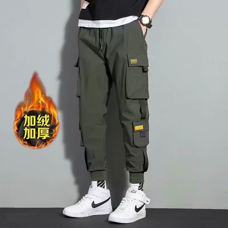 Мужские осенние и зимние толстые фланговые брюки мужские зимние приливы молодежные брюки