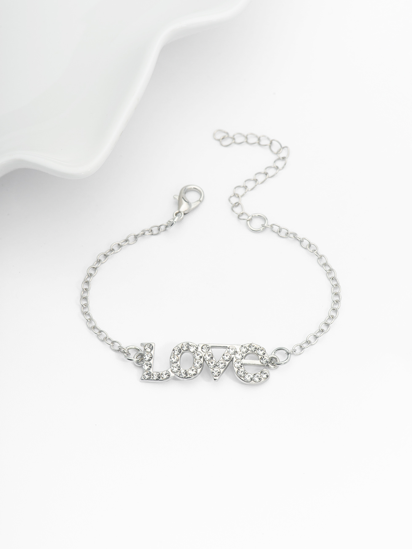 10g Weight Alloy, Rhinestones Pendant Material Rhinestones Inlay Material Bracelets Classification Alloy Chain Material 1 Piece Quantity Holiday, Daily, Street Occasion Alloy Material Letter Pattern Women's Gender Inlay Design Lady Style Lady Letter Rhinestones Alloy Wholesale Bracelets 4