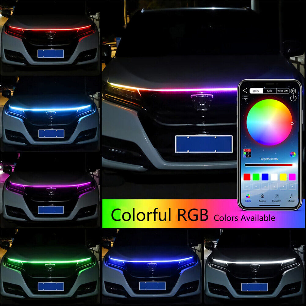 Ilusión de color a través de la red de luz de la cubierta delantera de la brecha de dirección colorida flujo de luz a través de la guía de luz integral de la luz diurna de la modificación