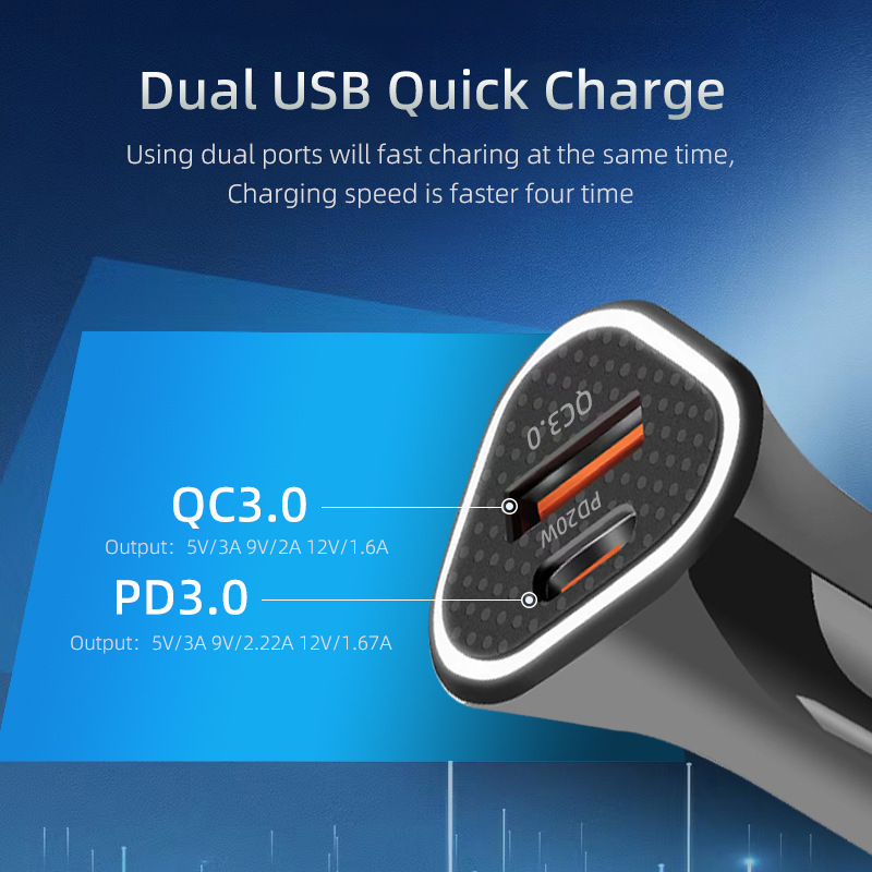 PD 車の充電器急速充電デュアルポート 38 ワット QC + タイプ c 車の充電器シガーライターワンツーツー車の充電ヘッド|undefined