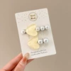 1#apricot pearl love clip