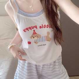 仅用于产品展示勿拍-带胸垫莫代尔睡衣女2025新款夏季卡通腊肠狗