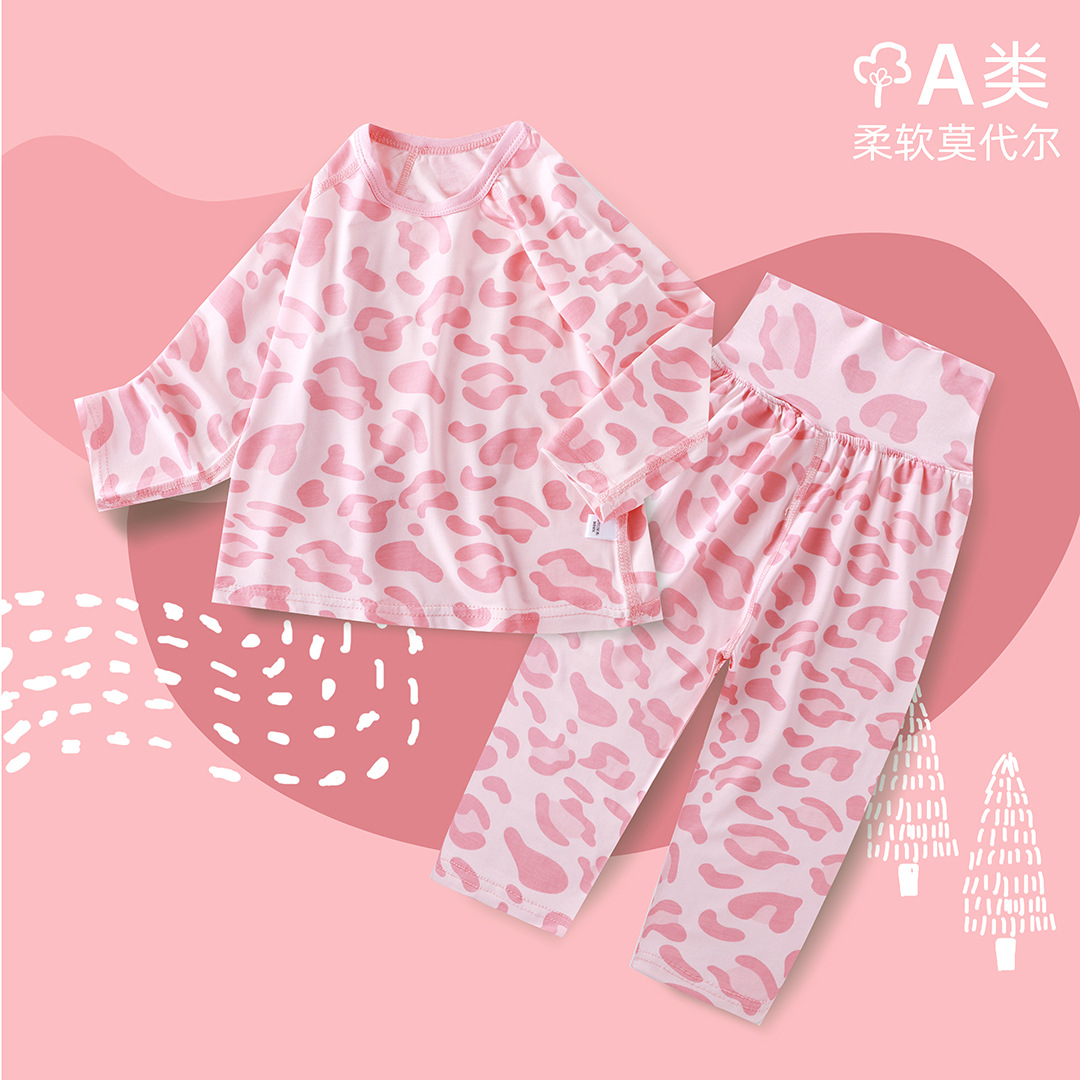 Baby Modal High Waist Belly Protection Pajamas Summer Thin Children's Home Clothes Split Baby suit Summer Clothes for Girls