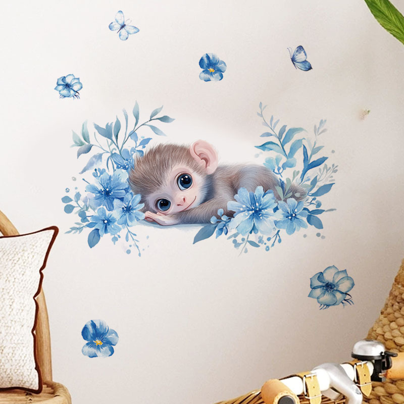 Cross-Border Blue Monkey Decoration Toilet Bathtub Living Room Bedroom Study Kitchen Entrance Self-Adhesive Removable Wall Sticker Cross-Border Blue Monkey Decoration Toilet Bathtub Living Room Bedroom Study Kitchen Entrance Self-Adhesive Removable Wall Sticker
