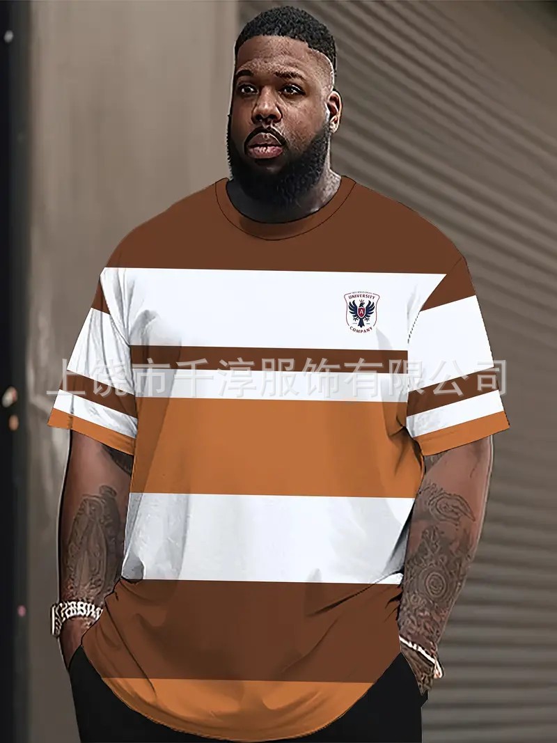 AliExpress TMEU verano estilo caliente comercio exterior ropa de hombre deportes de manga corta camiseta impresa a rayas de cuerpo completo digital 3D