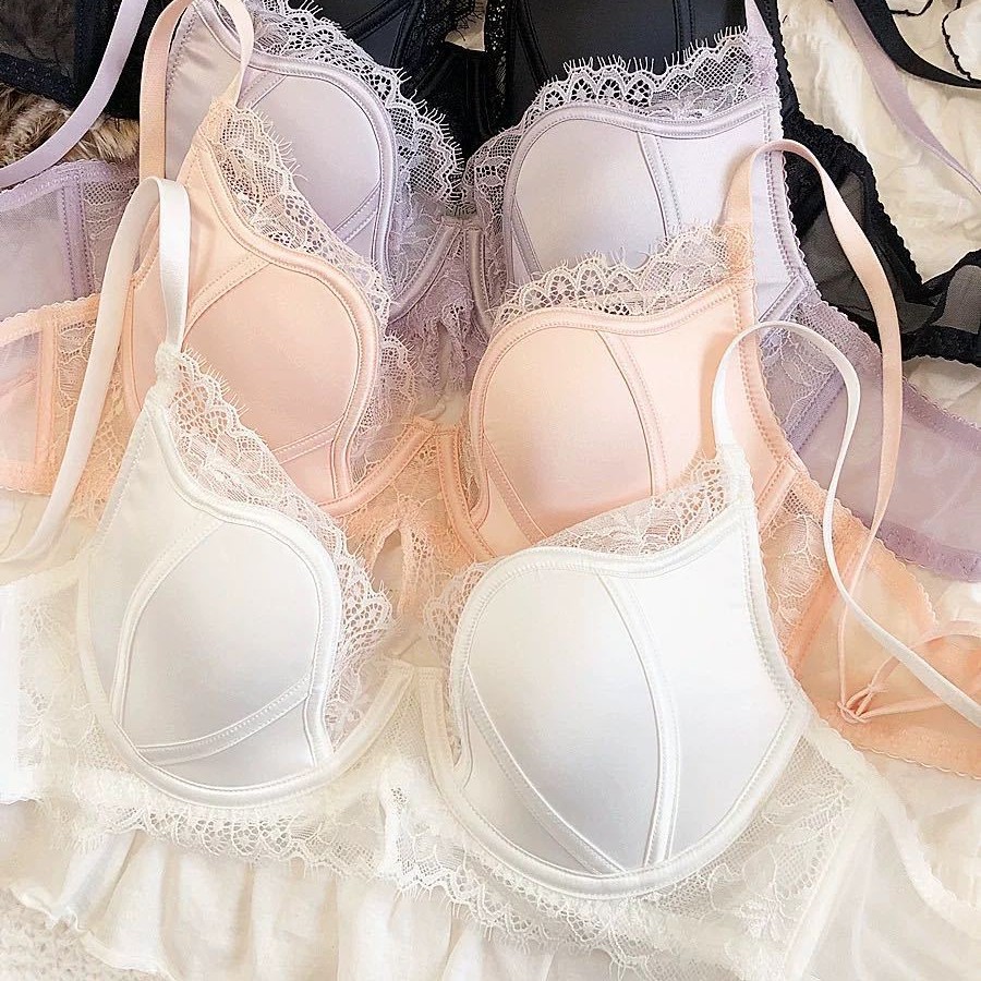 Ventas directas de fábrica comercio electrónico transfronterizo Sudeste de Asia Vietnam Tailandia damas burbujas encaje pecho pequeño recogido sujetador Tovin