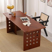 轻奢现代简约大师设计款白蜡木家用办公室书桌长方形樱桃木洞洞桌