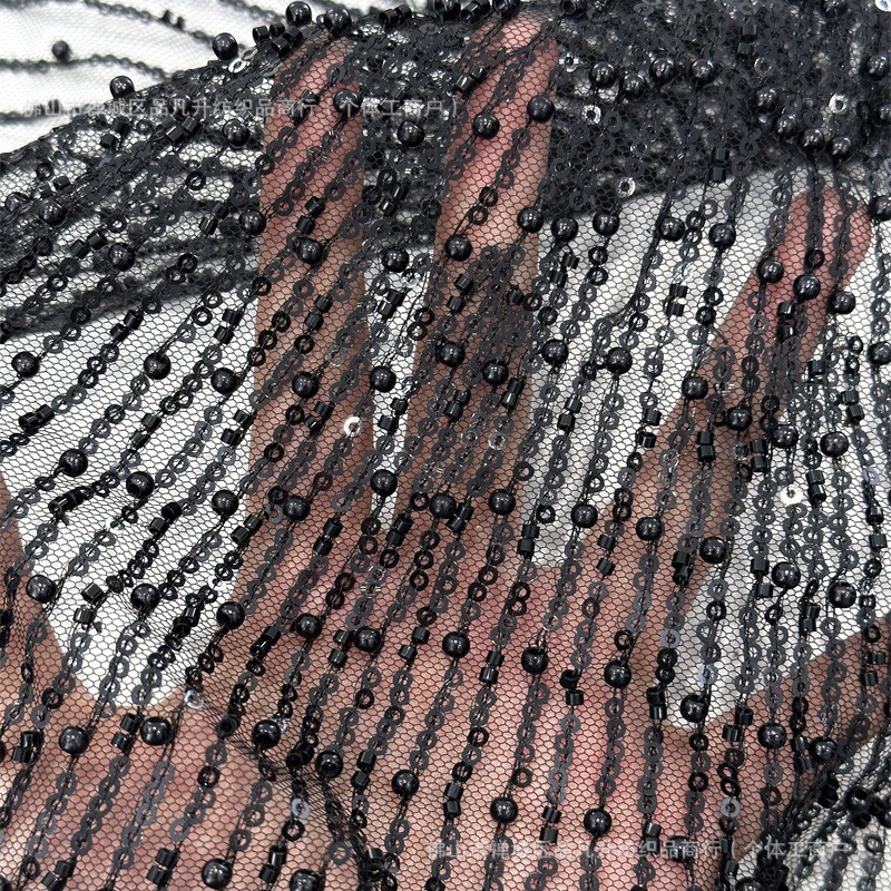 Sequin, tubo de perlas bordado, tela de bordado, alta definición, diseño de moda, vestido de moda, vestido de boda, tela