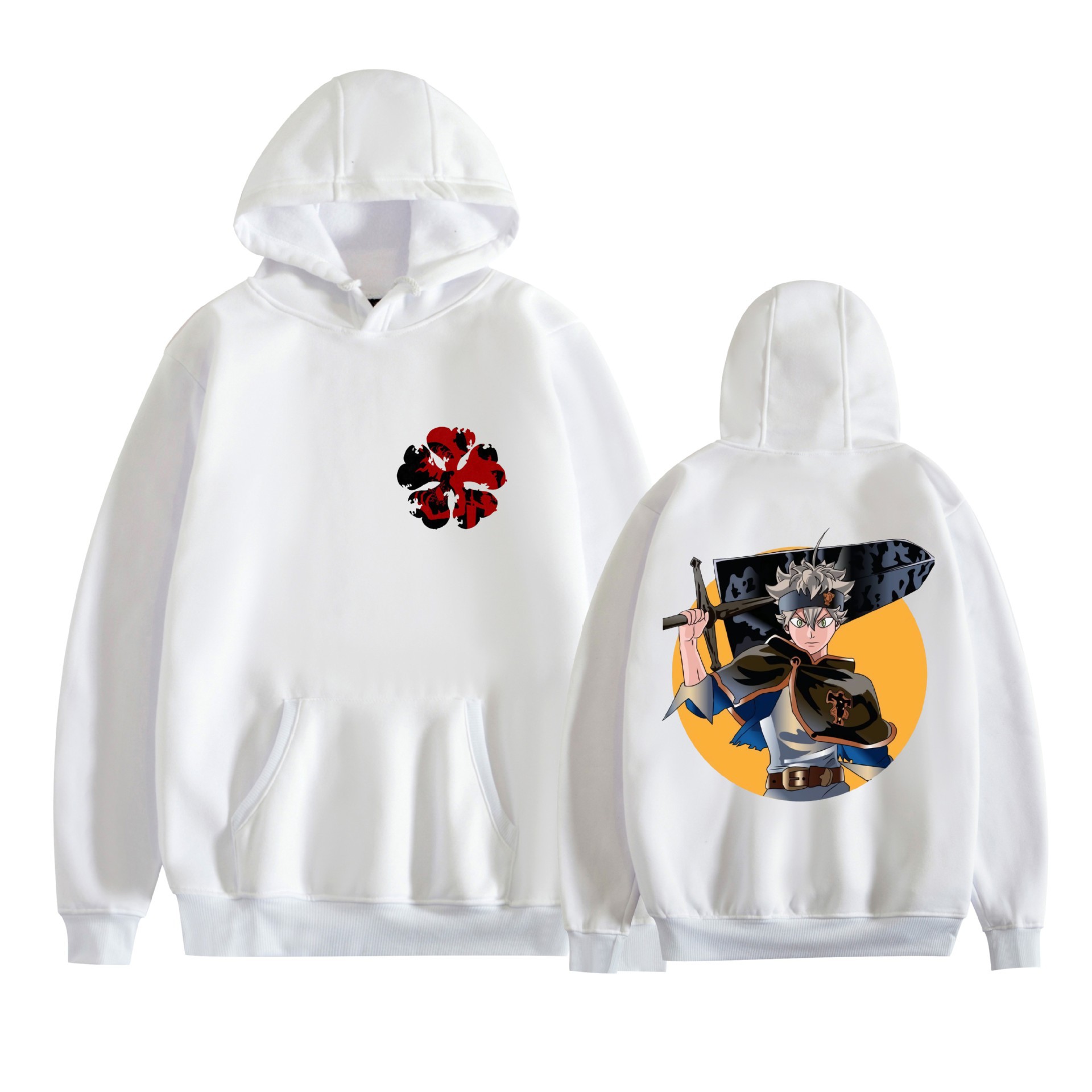 Trébol de cuatro hojas negro nuevo transfronterizo Black Clover animación periféricos hombres y mujeres suéter con capucha suelto casual