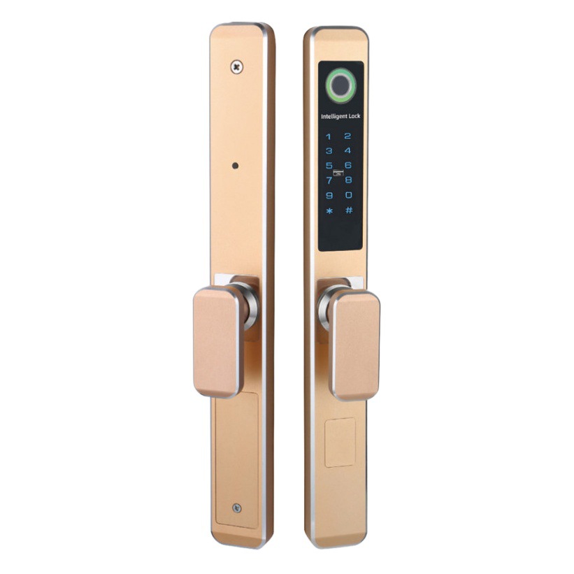 Kebei escudo B05 ventana cuadrada de pantalla cerradura de huella digital de aluminio impermeable al aire libre puerta de patio puerta de aluminio cerradura de contraseña cerradura de borde estrecho cerradura inteligente