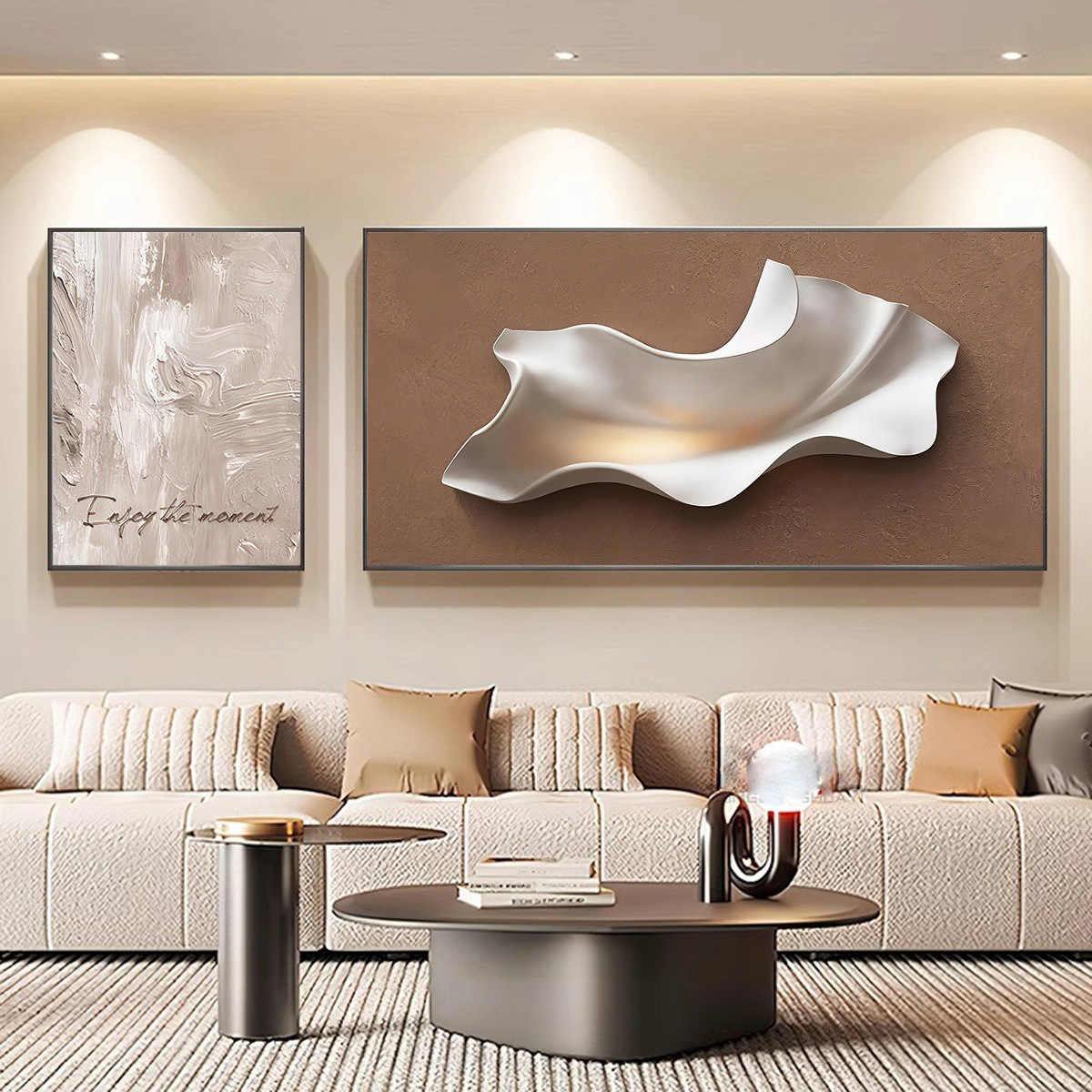 Luz de lujo de alto nivel pintura de decoración de la sala de estar estereoscópica abstracta sofá fondo pintura mural simple moderna pintura colgante