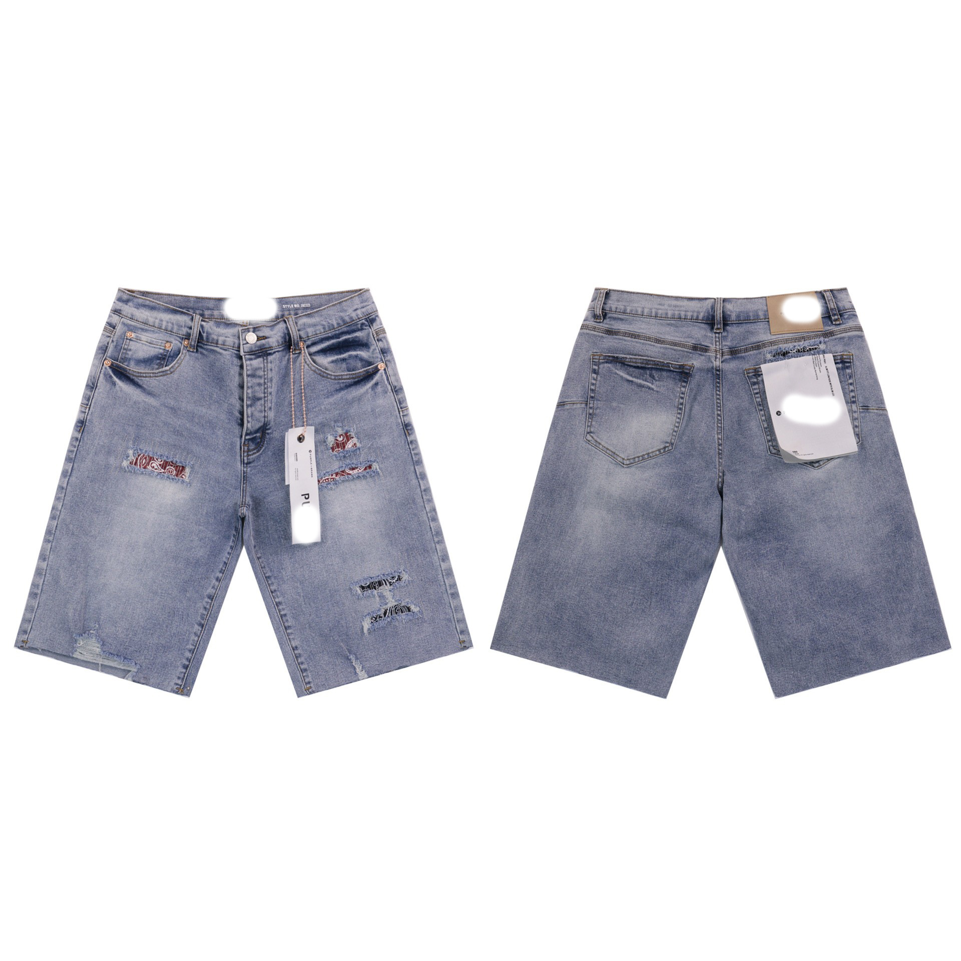 Marca de moda transfronteriza JB purple verano rectas vaqueros lavados de agua para hacer viejos agujeros vaqueros de hombre pantalones cortos de caño purple