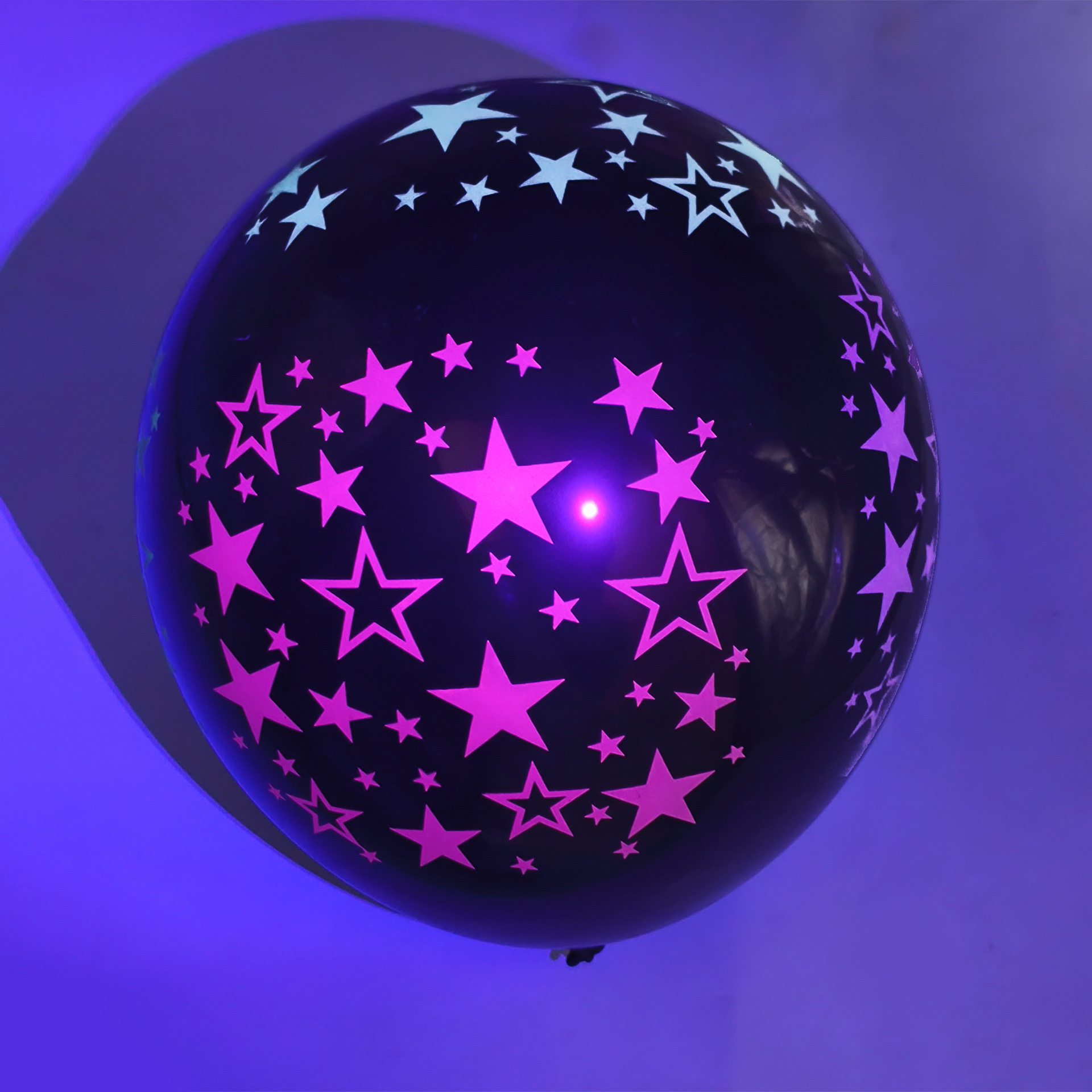 Globo fluorescente transparente luminoso de 12 pulgadas, globo de impresión, puesto de empuje, fiesta de cumpleaños, globo luminoso estrellado
