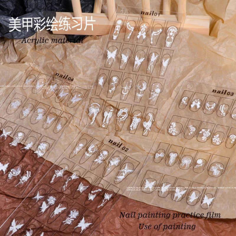 Trendy Nail Art T-Shaped Oval Multi-Specification Painting Practice Board for Beginners Acrylic Display Board