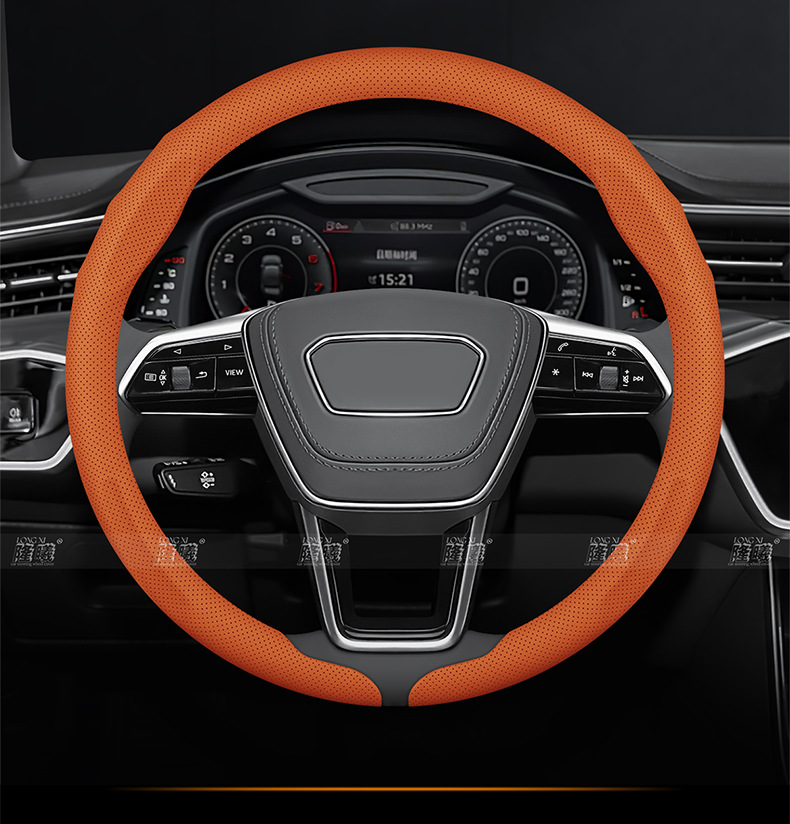 New Car Steering Wheel Cover, Universal for All Seasons, Perforated, Breathable, Non-Slip, Clip-On Steering Wheel Cover