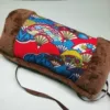 Cotton brocade fan (brown plush)