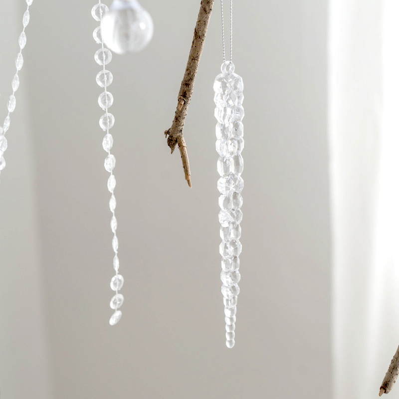 Ins北欧水晶クリスマスツリー装飾ビーズ氷凌水滴雪花ペンダントクリスマス透明雪氷装飾