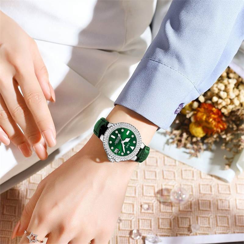 Full-automatic All-match Casual Women's Watch Quartz Green Water Ghost Fashion Watch Temperament Light Luxury Non-mechanical Watch