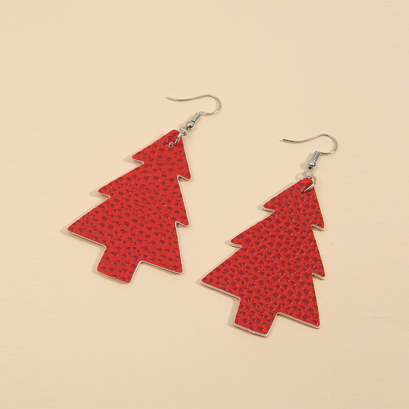 New Christmas Lychee Pattern Double-sided Printing Pu Earrings Wholesale Nihaojewelry display picture 3