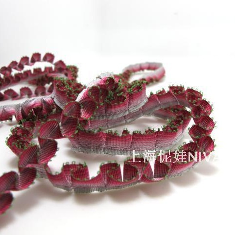 怩娃9mm打褶花边织带/渐变色滚边织带/服饰家辅料配件一码起订