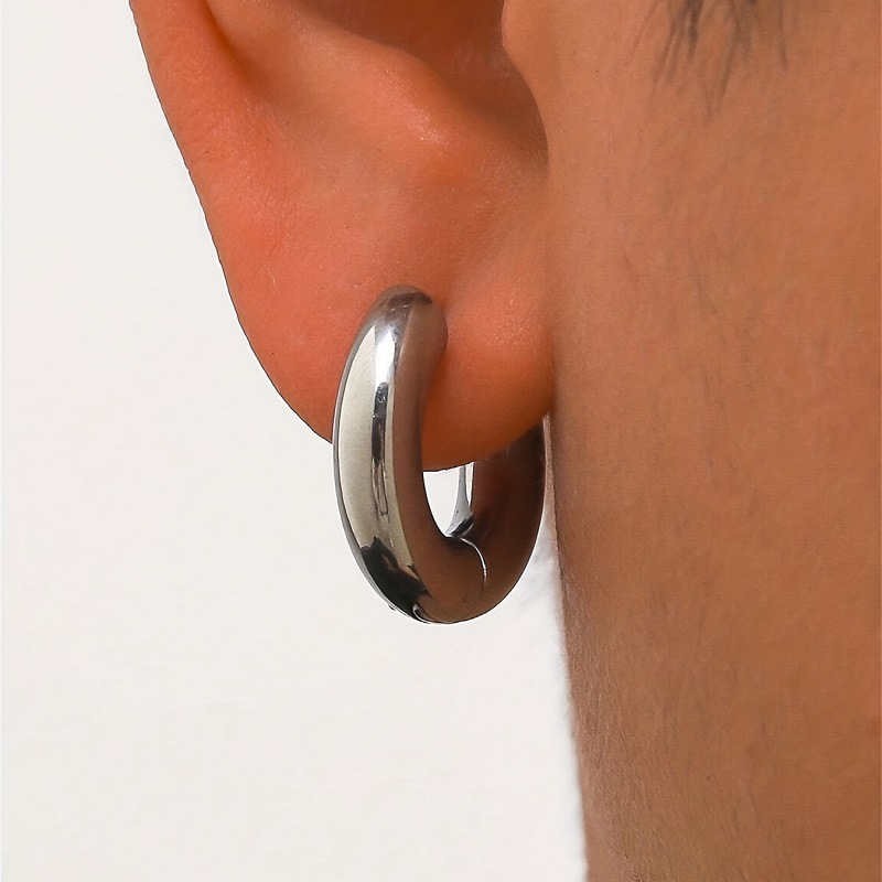 European and American Cross-Border Stainless Steel Coil Earrings, Hoop Earrings for Men and Women, Trendy and Unique Style, Simple Earrings, in Stock