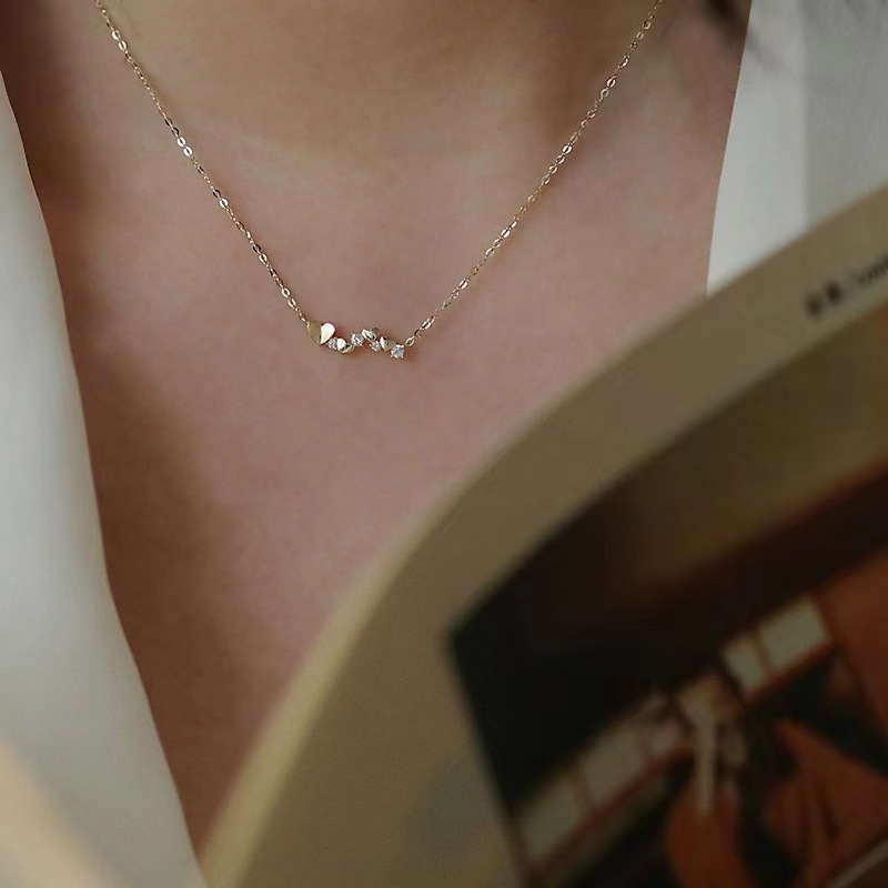 Women's Gender 925 Sterling Silver Artificial Diamond Plating Inlay Heart Shape Necklace