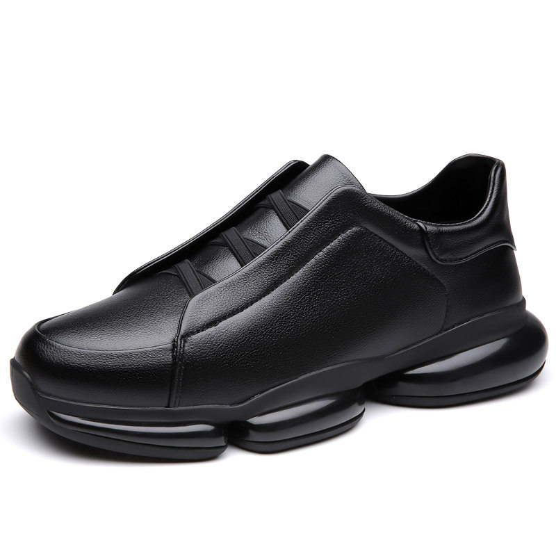 Giày sneaker nam da bò cổ thấp gót 3–5 cm đế cao su chống trượt thoáng khí — 1158 màu nâu, 1159 màu đen