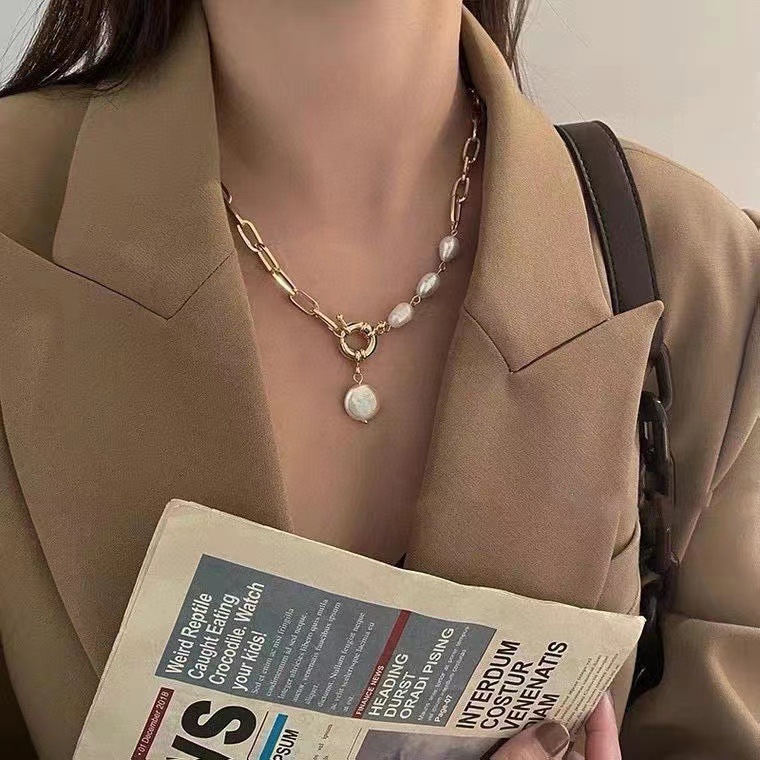 Colar de pérolas de luxo com fecho magnético para mulheres_voghion.com