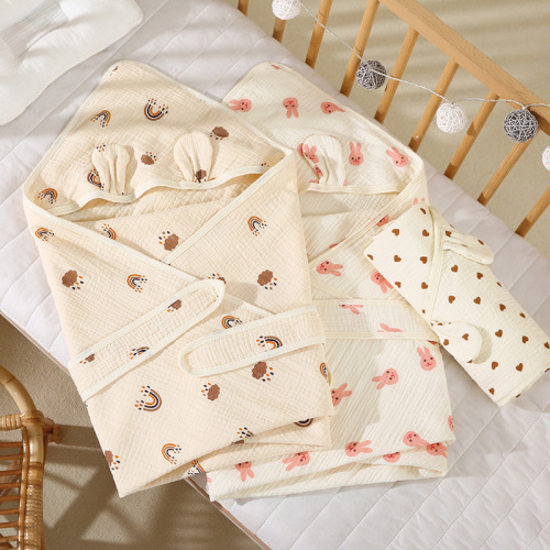 Spring and summer baby blanket, pure cotton gauze blanket, four-layer crepe baby blanket, maternity and baby products blanket, maternity and baby supplies blanket