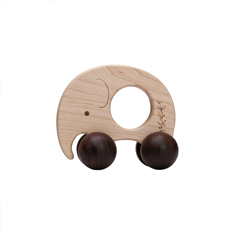 Wooden children's educational early education toys log inertia Beech animal car baby soothing toddler push and pull toys