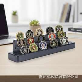 跨境木质纪念币收纳架桌面阶梯式游戏挑战币展示架勋章奖牌收藏架