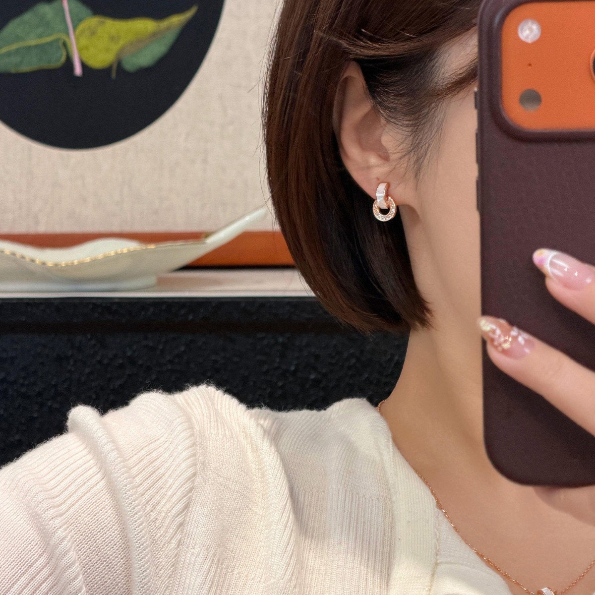 Geometric earrings, ear clips, silver 925 sample, light luxury style, high-quality style, simple and elegant design