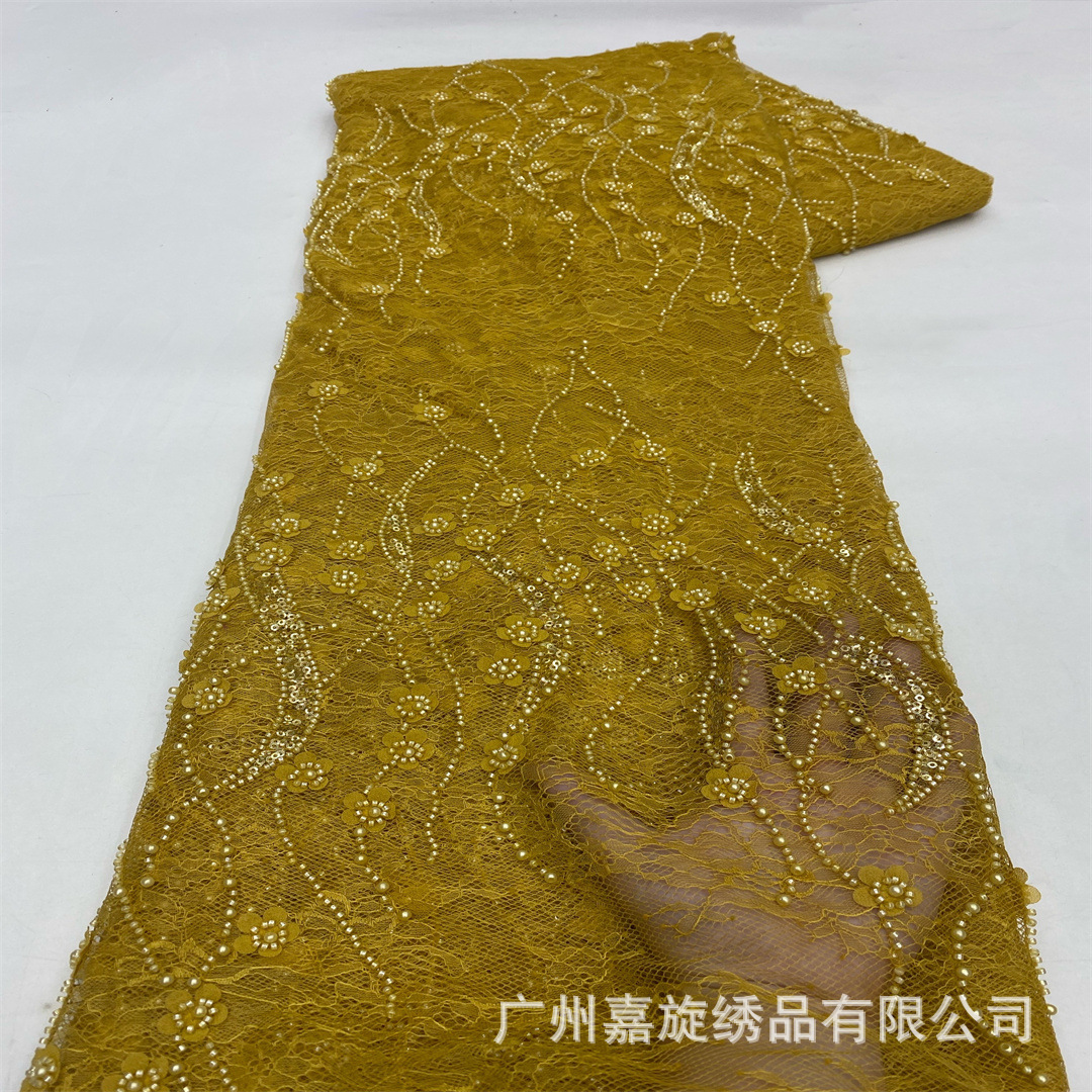 Bridal Lace bordado francés africano sequilla tela de encaje para vestido de boda tela bordada