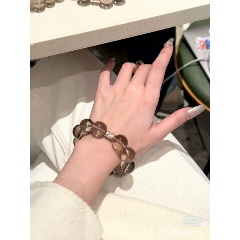 7A Tea Crystal Bracelet for Women, Single Circle, Fashionable, Simple, Versatile Jewelry Gift for Girlfriend, Best Friend, Birthday Present