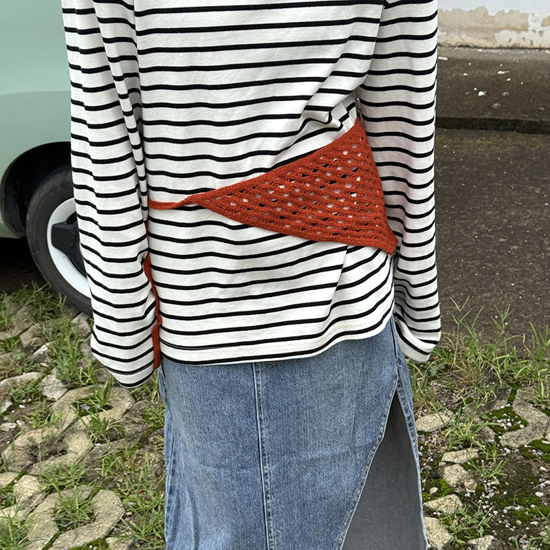 Turbante de punto hueco – diadema pastoral femenina, cubierta de cintura y bufanda triangular de verano